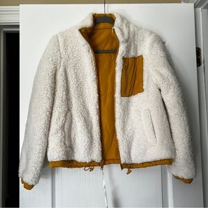 White and Mustard Sherpa Jacket